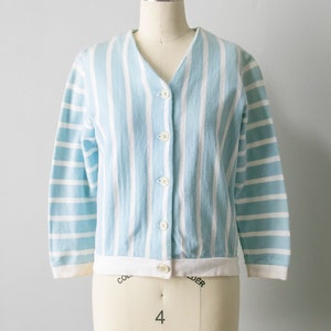 1950s Knit Cardigan Striped Cotton Top S