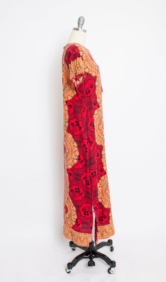1970s Dress Cotton Red Boho S - image 3