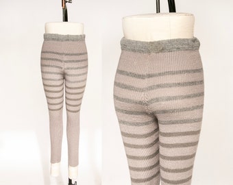 1970s Wool Knit Pants High Waist Lounge Leggings S
