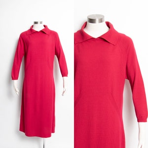 1960s Sweater Dress Wool Knit Long Sleeve Meringue M / L