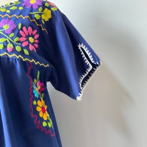 1970s Maxi Dress Mexican Embroidered Cotton S image 6