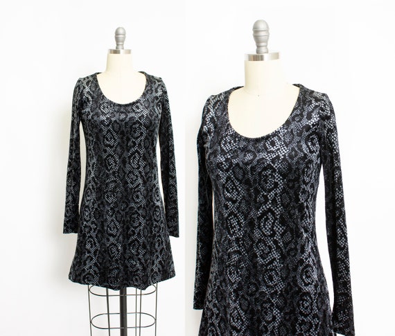 1990s Betsey Johnson Dress Velvet Snake Print S - image 1