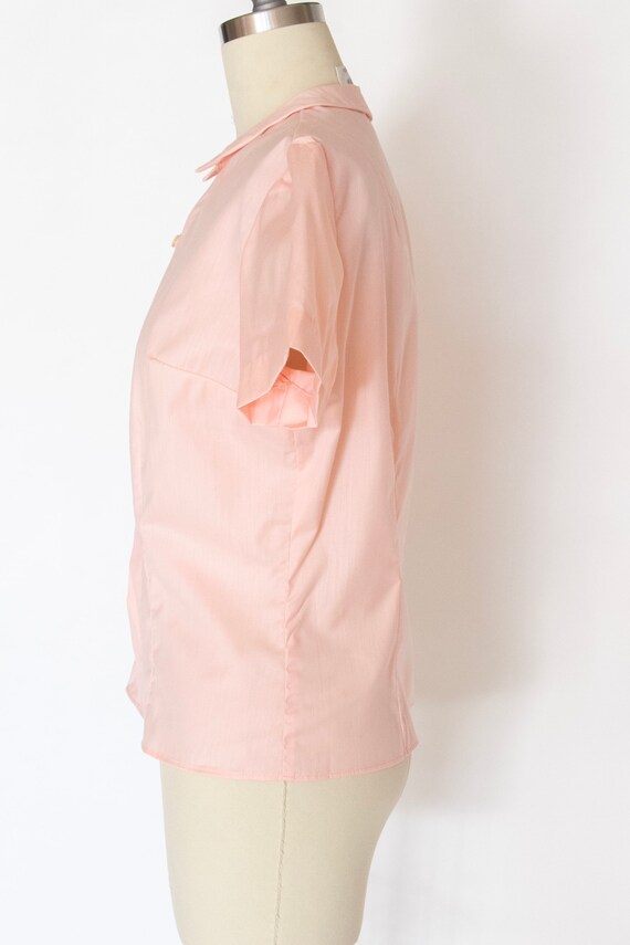 1960s Blouse Cotton Pink Short Sleeve Top S - image 5