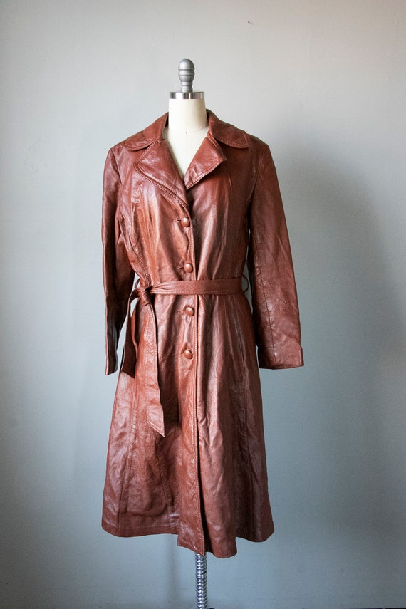Leather trench coat 1970s - Gem Leather trench coat 1970s - Gem