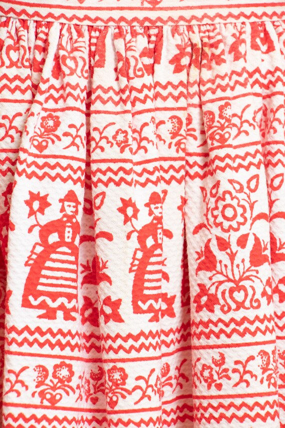 1950s Full Skirt Cotton Folk Printed 50s XS Petite - image 5