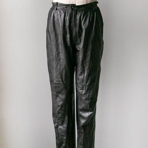 1980s Leather Pants Black High Waist M