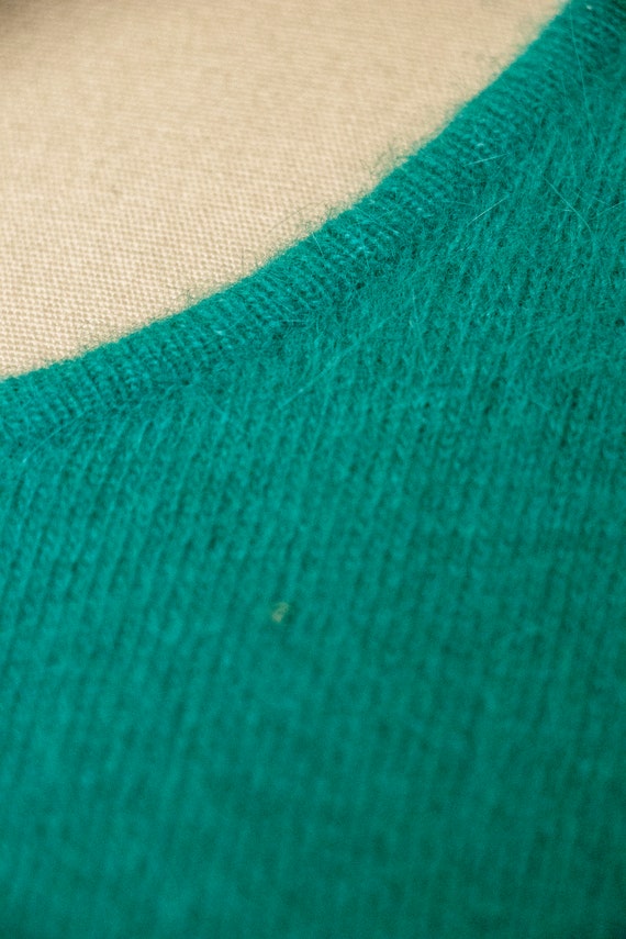 1980s Sweater Knit Top Teal Angora Deadstock M - image 7