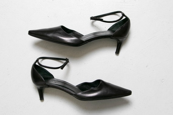 GUCCI Kitten Heels Leather Ankle Straps 1990s Sz 3