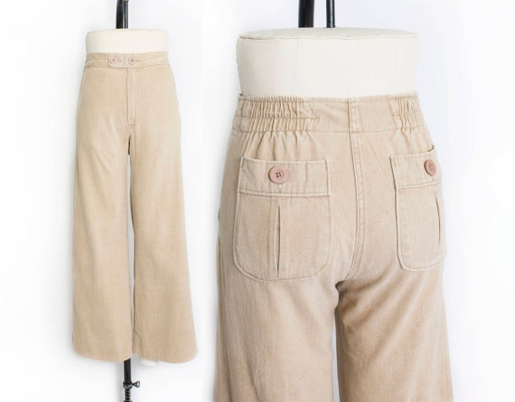 1970s Bell Bottoms Light Brown Wide Leg High Waist