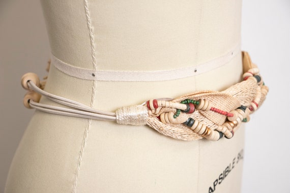 1990s Belt Beaded Rope Ethnic Boho Medium Small
