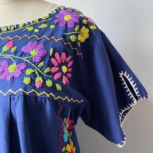 1970s Maxi Dress Mexican Embroidered Cotton S image 9