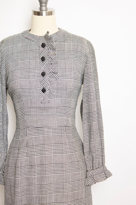 1950s Dress Wool Herringbone Fitted S - image 6