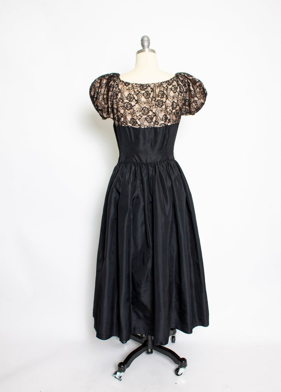 1940s Dress Black Lace Full Skirt Gown S - image 2