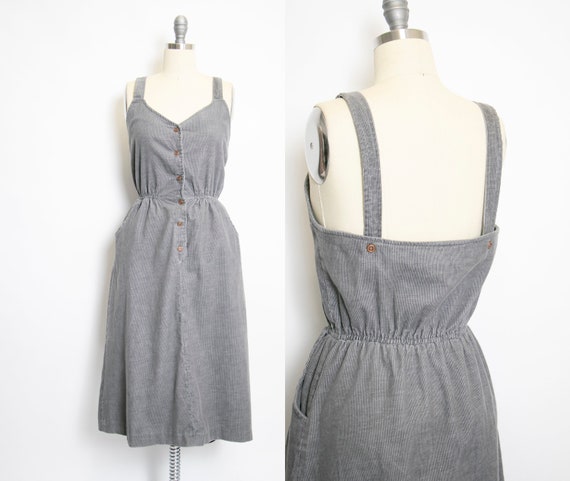 1970s Corduroy Dress Jumper Shirt Front S