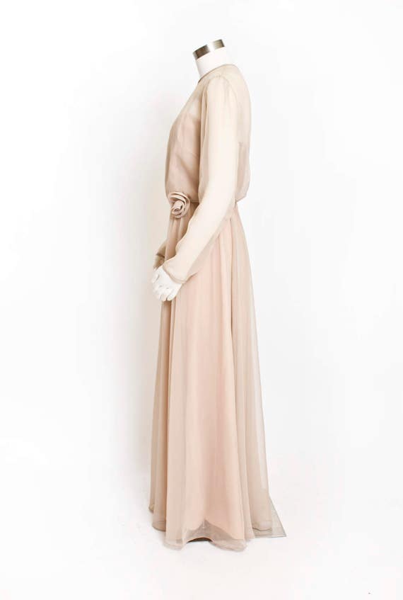 1960s Dress Miss Elliette Chiffon Illusion Gown M - image 3