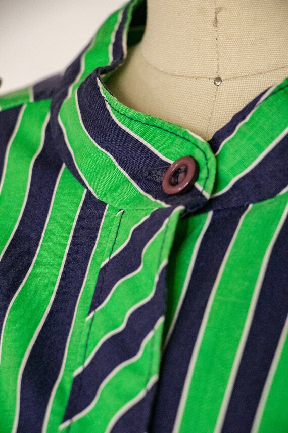 1970s Blouse Striped Cotton Top XL - image 6