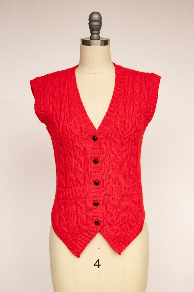 1970s Wool Knit Top Sweater Vest S image 1