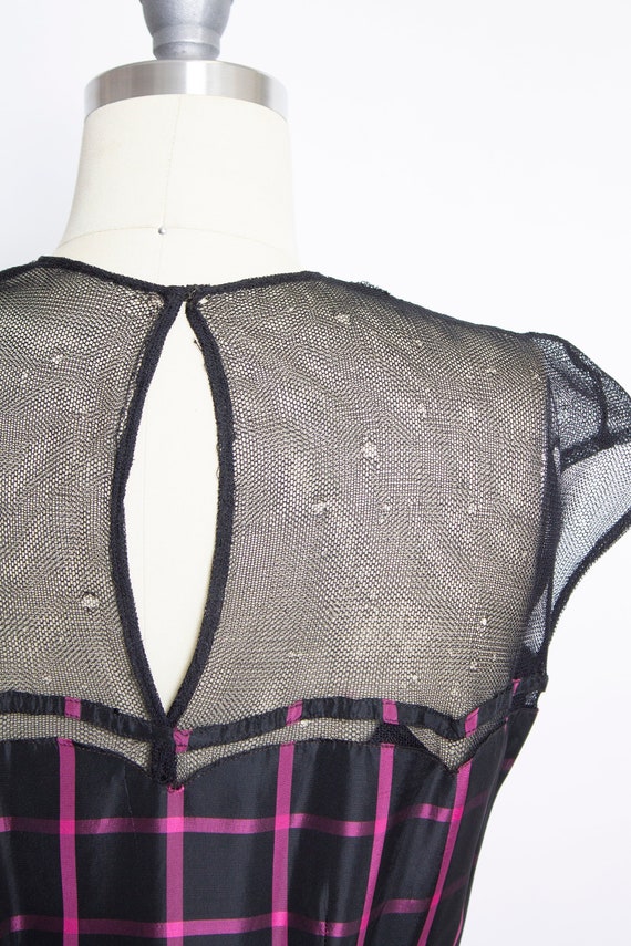 1940s Dress Black Pink Taffeta Illusion Gown S - image 7