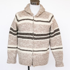 1960s Sweater Cowichan Zip Cardigan Wool Knit M