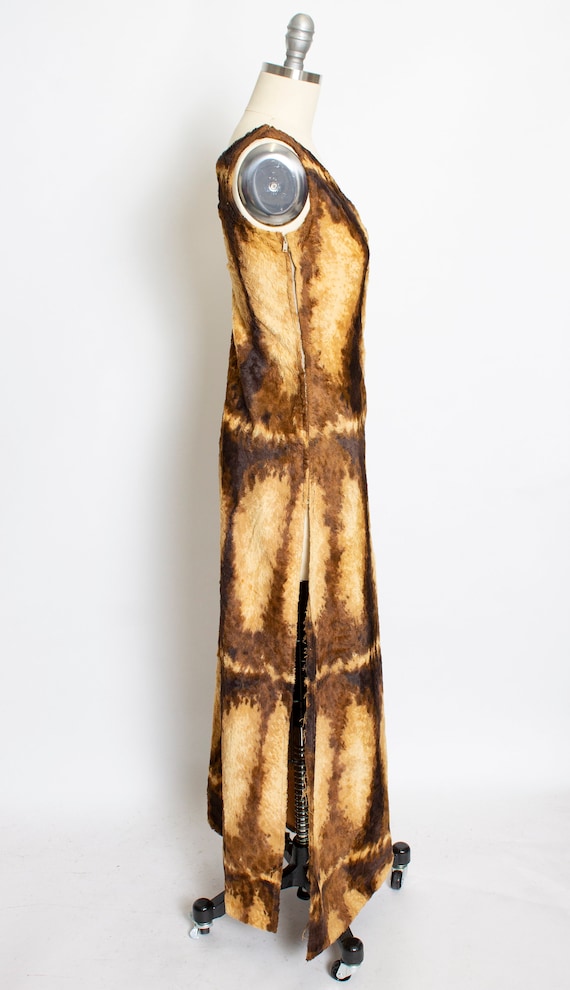 1960s Burlesque Costume Faux Fur Long Dress XS - image 3