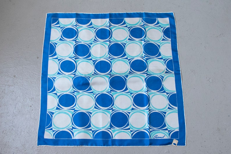 1970s Silk Scarf Burmel Deadstock Square Blue image 3