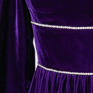 1960s Maxi Dress Purple Velvet Full Length M/S image 7