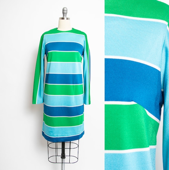 1960s Dress Vicky Vaughn Striped Mod Shift 60s Sma
