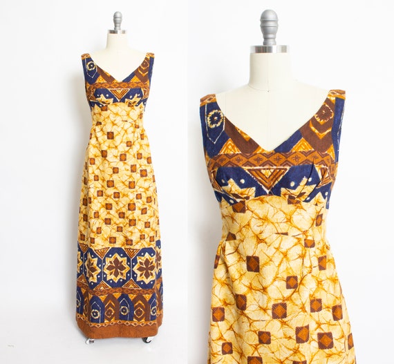 1960s Hawaiian Dress Printed Cotton Maxi Medium