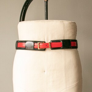 1980s Belt St.john Black Red Leather - Etsy display picture 1