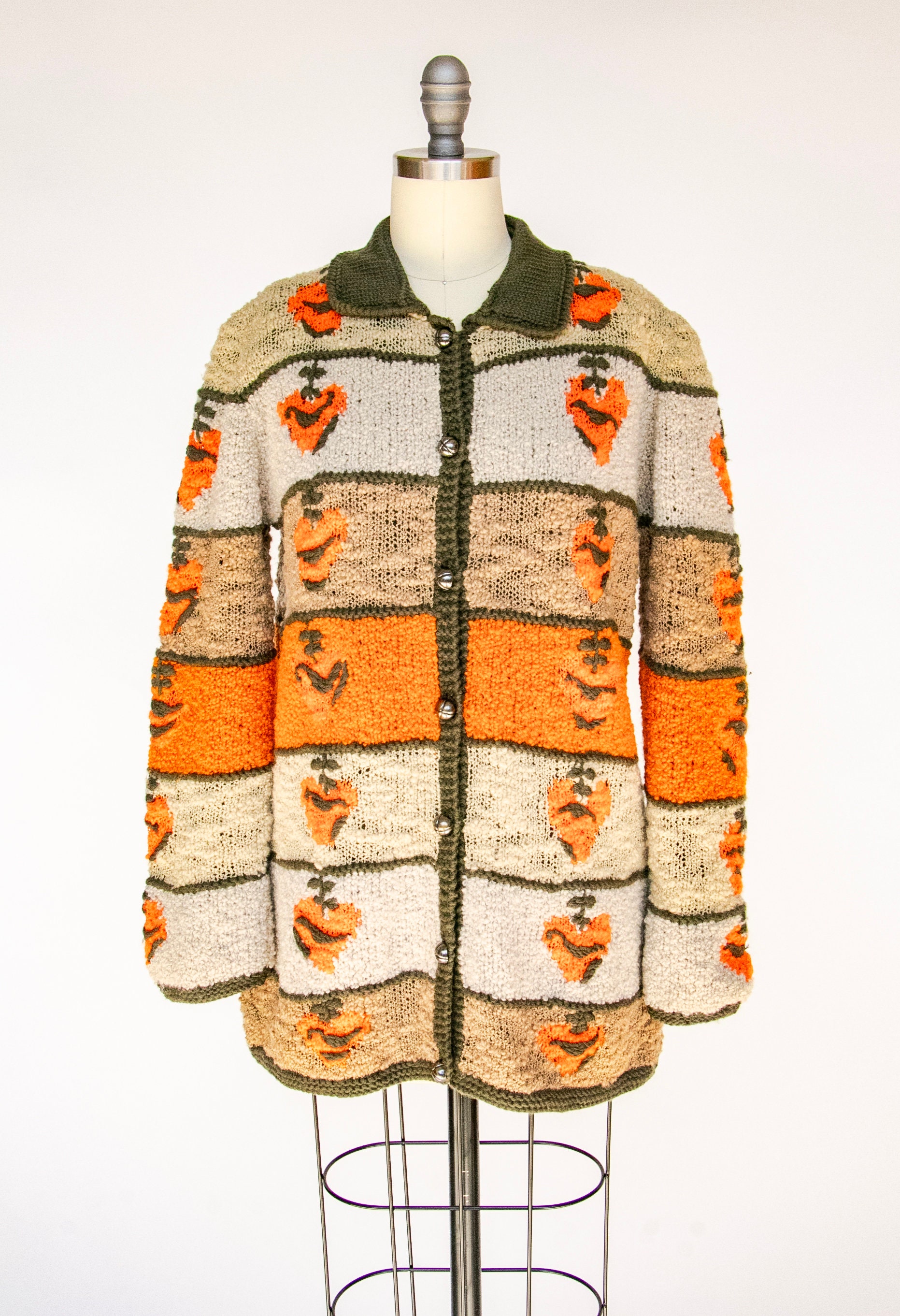Vintage 1960s Mohair Wool Cardigan Hand Knit by Tam Italia
