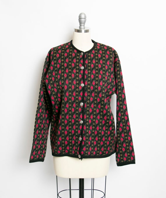 1950s Cardigan Sweater Bavarian Wool Knit 40s M