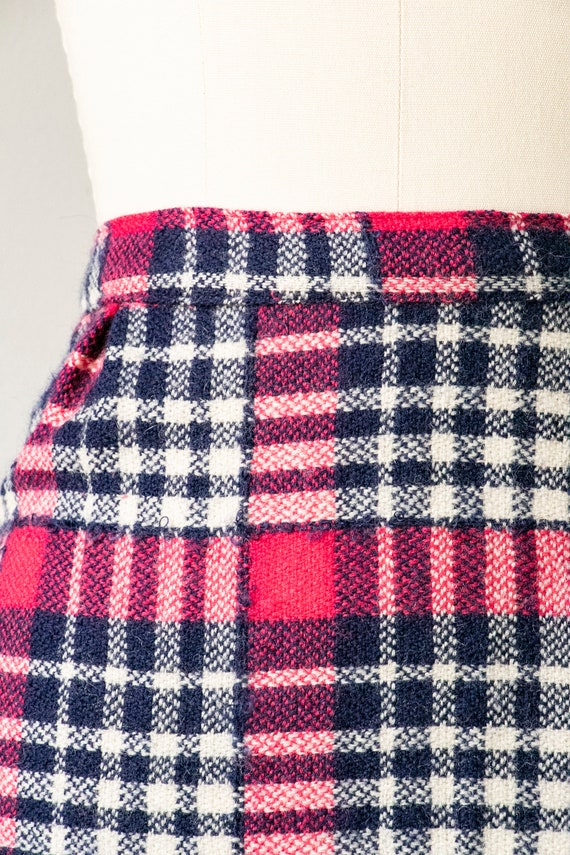 1960s Pencil Skirt Wool Plaid XS - image 4