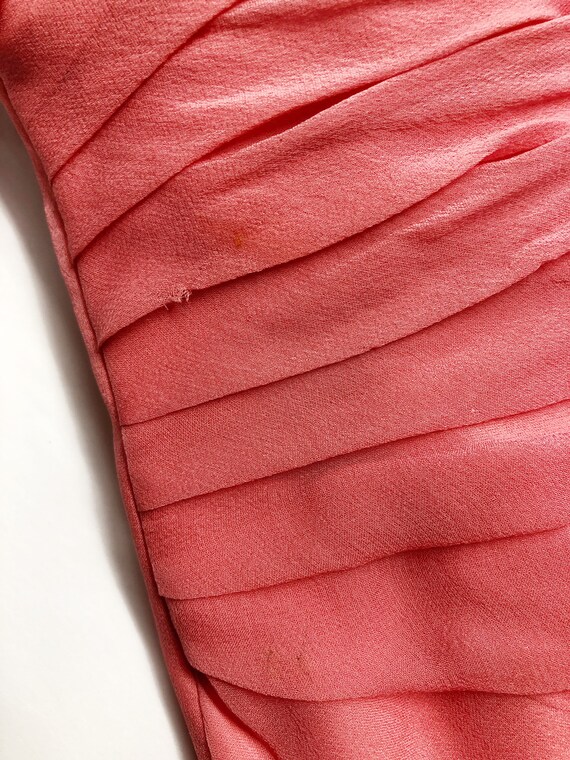 1950s Dress Pink Chiffon Ruched XS - image 9