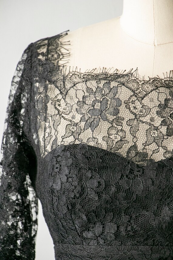 1950s Dress Black Illusion Chantilly Lace XS - image 6