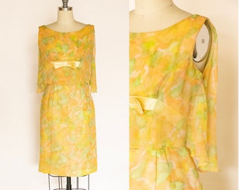 1960s Party Dress Silk Chiffon S