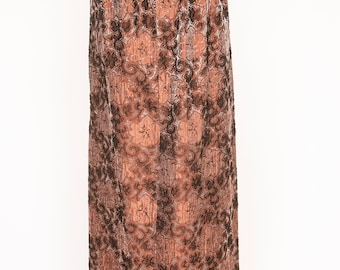 Gonna lunga a colonna anni '60 in broccato metallizzato, taglia XS