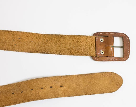 1970s Leather Belt Brown Boho M / L - image 7