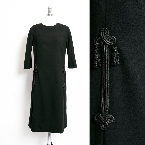 HARVEY BERIN 1960s Dress Black Wool Large