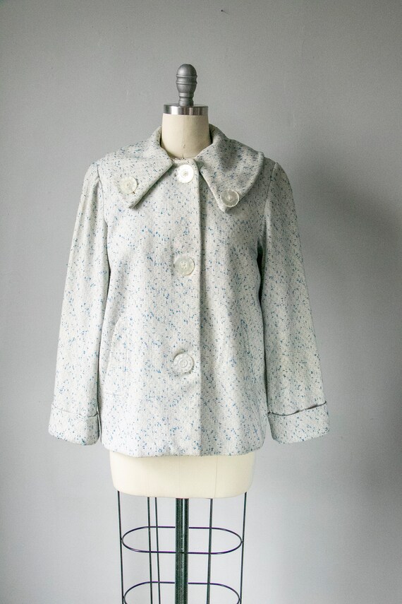 1950s Maxan Swing Jacket Taffeta Ribbon Stripe Dolman Sleeves Chevron Stripe Back