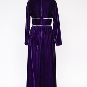 1960s Maxi Dress Purple Velvet Full Length M/S image 2