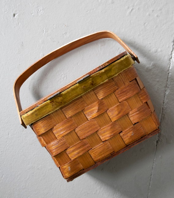 1970s Basket Purse Woven Wooden Hand Painted Bag - Etsy