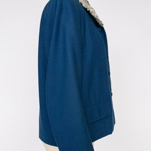 1960s Coat Wool Blue Cropped Persian Lamb Fur S / M image 4