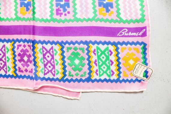 Vintage Silk Scarf Burmel Pink Japan Geometric Pr… - image 3