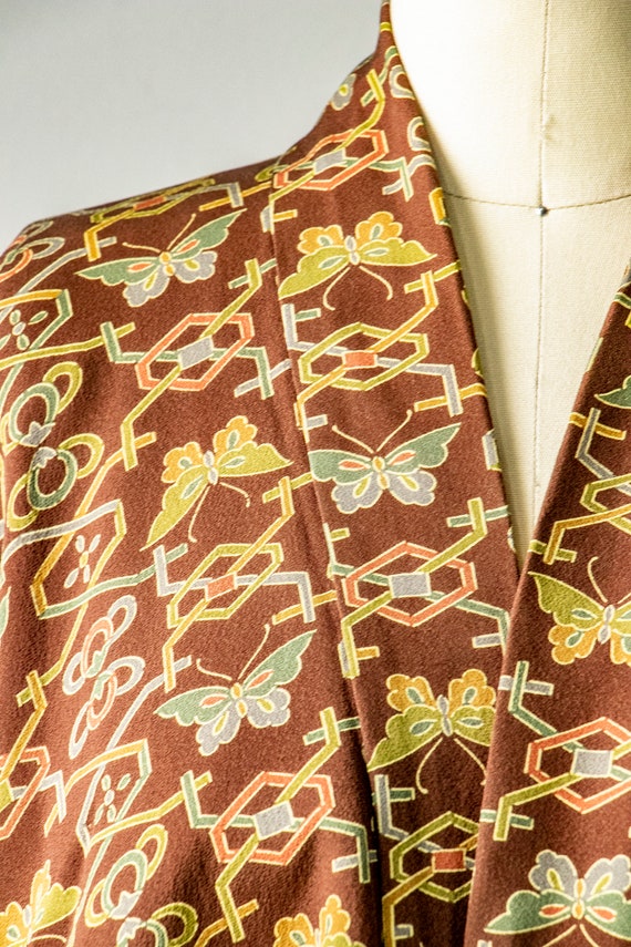 1950s Haori Rayon Crepe Butterfly Lounge Robe - image 4