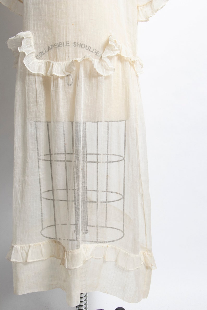 1920s Lawn Dress Sheer Cotton Ruffled Small