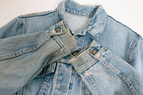 1990s Denim Jacket Cropped Blue Jean S - image 7