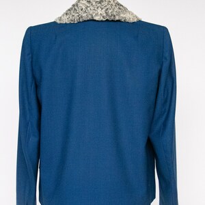 1960s Coat Wool Blue Cropped Persian Lamb Fur S / M image 3