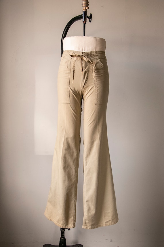 1970s Bell Bottoms Cotton Pants S - image 1