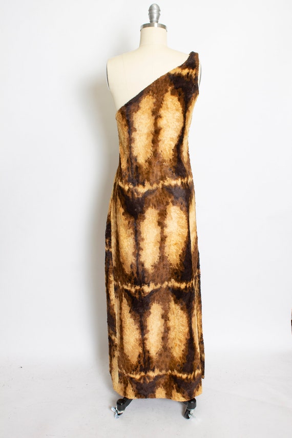 1960s Burlesque Costume Faux Fur Long Dress XS - image 2