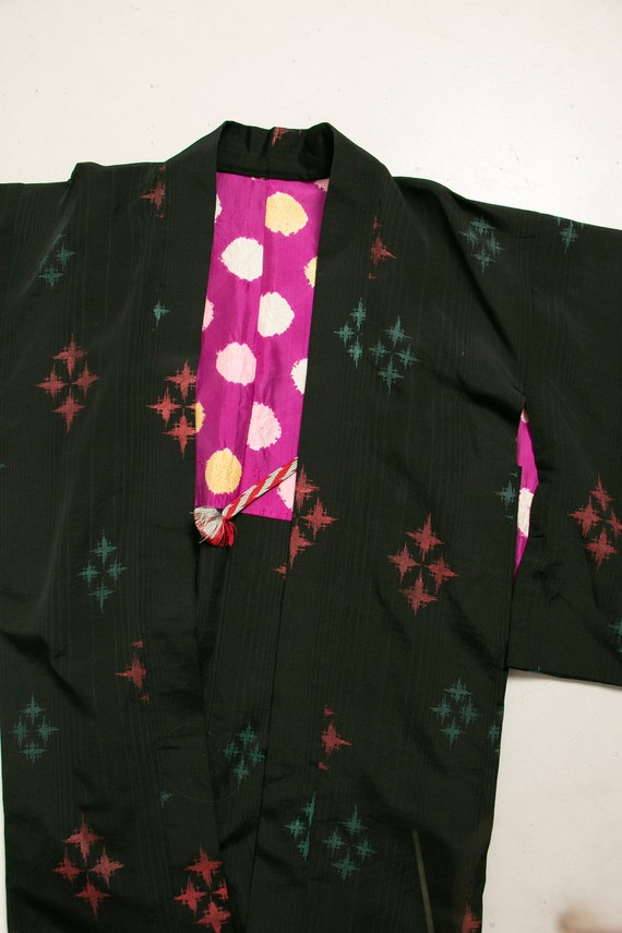 1960s Haori Rayon Printed Kimono Japanese Robe - image 8